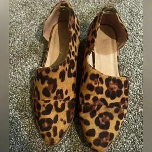 ARider Girl Faux Suede Leopard Print Pointy Toe Shoes Size 6.5